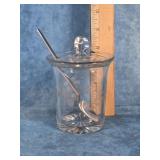ETCHED GLASS CONDIMENT JAR WITH LID AND SPOON