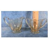 FOSTORIA TOPAZ FAIRFAX YELLOW GLASS CREAM & SUGAR