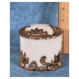 MILK GLASS VANITY DRESSER LIDDED POWDER JAR