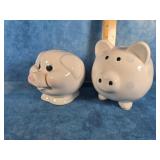 TWO CERAMIC PIGGY BANKS