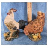 TWO RESIN ROOSTER FIGURINES