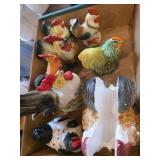 RESIN ROOSTER FIGURINES BOX LOT