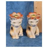 PAIR OF OCCUPIED JASPAN CAT SALT & PEPPER SHAKERS
