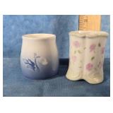 TWO VINTAGE FLORAL TOOTHPICK HOLDERS