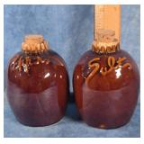 BROWN DRIP GLAZE HULL SALT & PEPPER SHAKERS