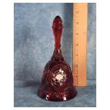 FENTON HAND-PAINTED RUBT RED ART GLASS BELL SIGNED