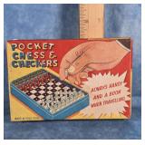 VINTAGE POCKET CHESS & CHECKERS