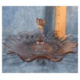 PINK DEPRESSION GLASS TIDBIT TRAY