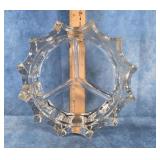HEAVY DIVIDED GLASS SNACK DISH /  ASHTRAY