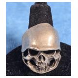 STERLING SILVER SKELETON W HELMET RING 11 GRAMS