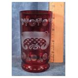 EGERMANN RUBY & CLEAR ANTIQUE GLASS TUMBLER