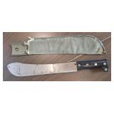 VINTAGE MILITARY HAND FORGED BOLO MACHETE & SHEATH
