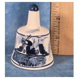 HAND-PAINTED DELFT BLUE PORCELAIN BELL  3'