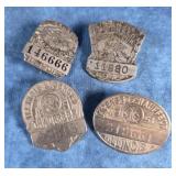 4 VINTAGE ILLINOIS CHAUFFEUR BADGES 1940