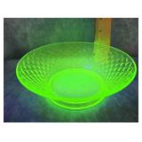 IMPERIAL URANIUM GLASS DIAMOND QUILTED BOWL 7"