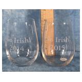 2014 & 2015 "GO IRISH" STEMLESS WINE GLASSES