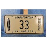 1978 ILLINOIS OFFICIAL HOUSE  LICENSE PLATE