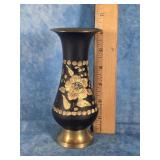 HAND-PAINTED BLACK MATTE METAL VASE 6"