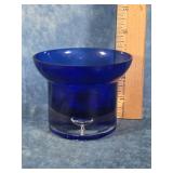 HAND-BLOWN COBALT BLUE ART GLASS VOTIVE