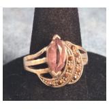 AMETHYST & MARCASITE STERLING SILVER RING SIZE 5