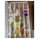 PLASTIC TACKLE BOX WITH FISHING LURES