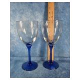 TWO VTG. LIBBEYY GLASS STEMWARE DOMAINE BLUE