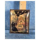 5" x 4" VTG.REVERSE PAINTED GLASS SILHOUETTE