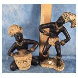 2 UNIVERSAL STATUARY MID-CENTURY TRIBAL WARRIORS