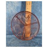 6.5" PINK DEPRESSION DIVIDED RELISH DISH