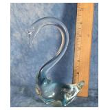 HAND-BLOWN ART GLASS SWAN FIGURINE 6.5"