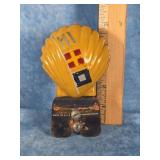 VTG. SHELL OIL CLAMSHELL LICENSE PLATE TOPPER