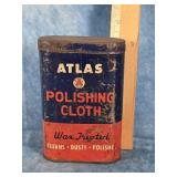MID-20TH CENTURY ATLAS POLISHING CLOTH AND TIN