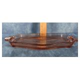PINK DEPRESSION GLASS VANITY TRAY