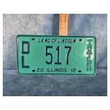 2012 ILLINOIS DEALER TRAILER LICENSE PLATE