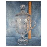 DOUBLE HANDLED CUT CRYSTAL TROPY CUP HEAVY