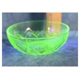 4" HAZEL ATLAS URANIUM GLASS BOWL
