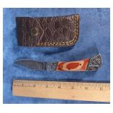MHS CUTLERY DAMASCUS STEEL FOLDING POCKET KNIFE