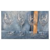 SET OF 4 J.G DURAND CRYSTAL STEMMED WINE GLASSES