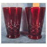 PAIR OF VINTAGE RUBY RED GLASS TUMBLERS