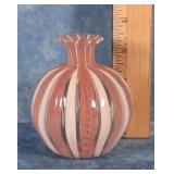 SMALL MURANO PINK & WHITE STRIPED VASE