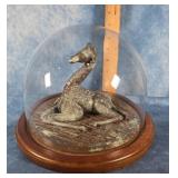 RESTING GIRAFFE FIGURINE WITH GLASS CLOCHE DOME