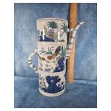 ANTIQUE CHINESE PORCELAIN BAMMBOO SHAPED JUG 11"