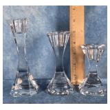 3 VILLEROY & BOCH LEAD CRYSTAL CANDLESTICK HOLDERS