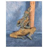 VTG. THAI MUSICIAN FIGURINE HEAVY 7.5" TALL