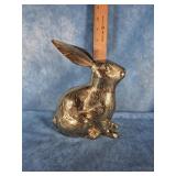 WEIGHTED BRASS RABBIT FIGURINE 7.5" TALL