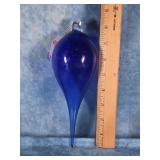 HAND BLOWN COBALT BLUE TORAASON GLASS ORNAMENT