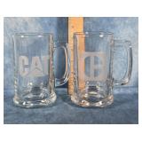 2 CATERPILLAR GLASS MUGS