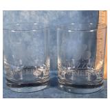 PAIR OF MIZZOU ENGINEERING ETCHED WHISKEY GLASSES