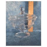 INES LIDDED GLASS COMPOTE BY JULISKA SIGNED