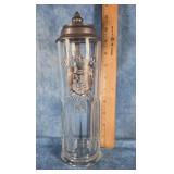 VINTAGE GERMAN RIBBED GLASS LIDDED BEER STEIN